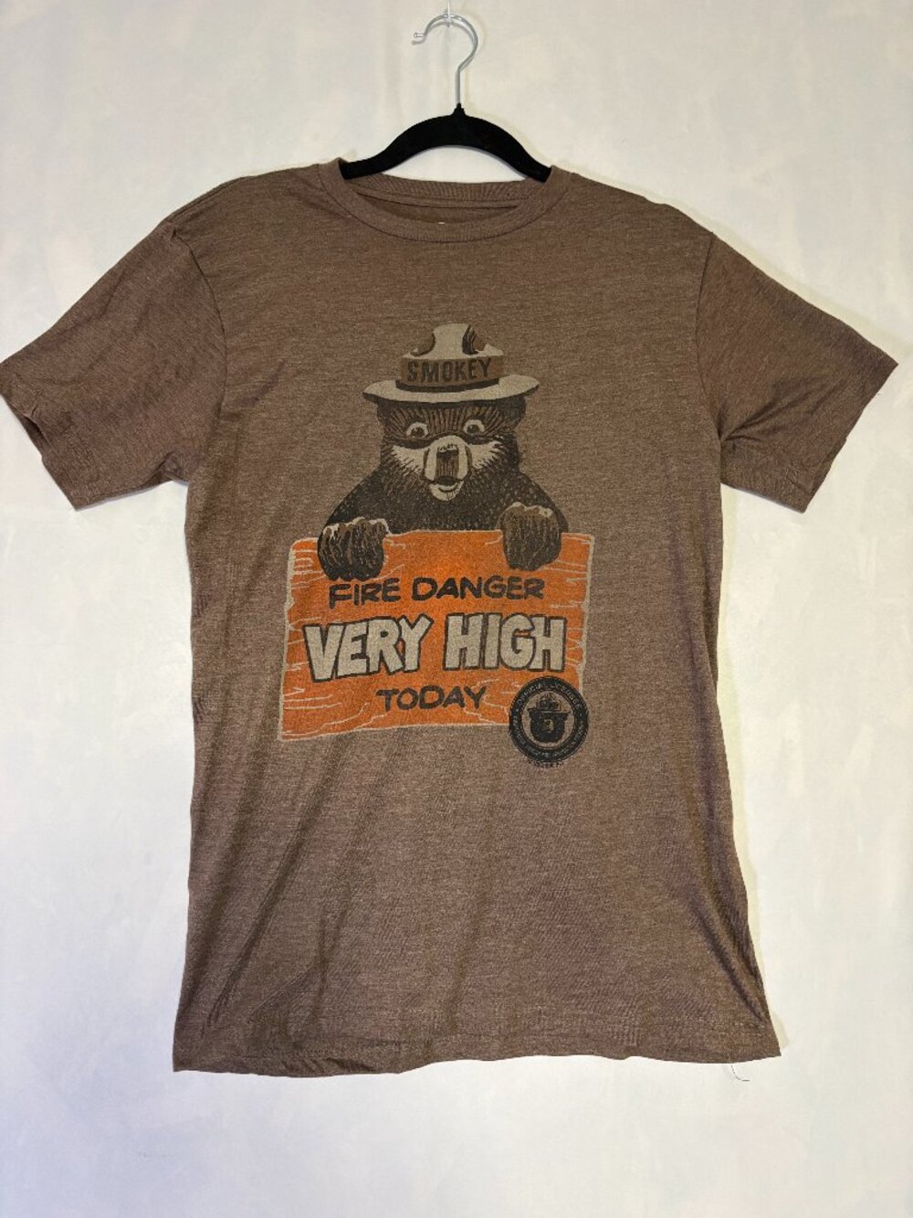 Smokey Bear Fire Danger Very High Today Graphic T-Shirt Brown Outdoor Medium